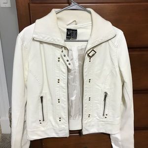 Cream faux leather jacket
